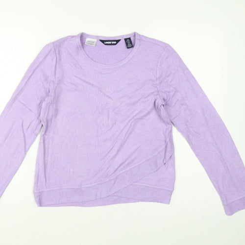Lands' End Girls Purple 12-13 Years Long Sleeve Pullover Jersey Top