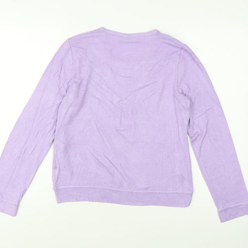 Lands' End Girls Purple 12-13 Years Long Sleeve Pullover Jersey Top