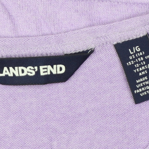 Lands' End Girls Purple 12-13 Years Long Sleeve Pullover Jersey Top