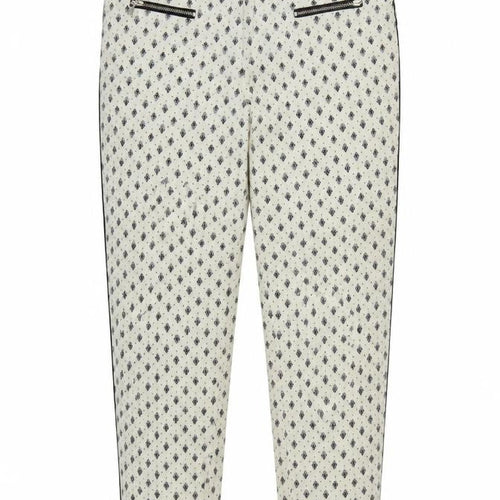 Stradivarius Women Ivory UK 10 Slim Straight Floral Zip Trousers