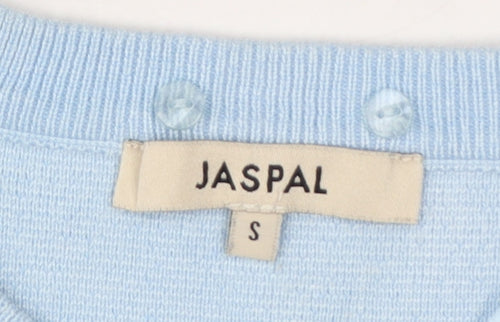 Jaspal Women Blue S Short Sleeve Crew Neck Knit Pullover Jumper