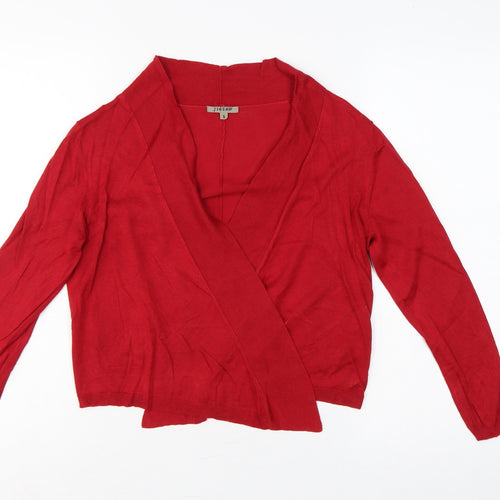 Jigsaw Women Red Size S Silk Cotton Wrap Cardigan Long Sleeve Knit