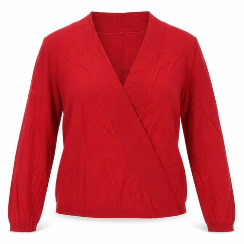 Jigsaw Women Red Size S Silk Cotton Wrap Cardigan Long Sleeve Knit