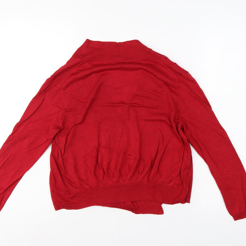Jigsaw Women Red Size S Silk Cotton Wrap Cardigan Long Sleeve Knit