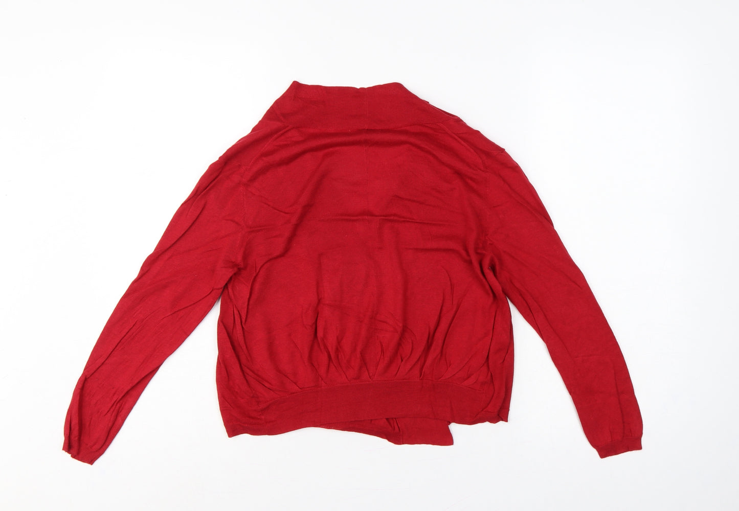 Jigsaw Women Red Size S Silk Cotton Wrap Cardigan Long Sleeve Knit