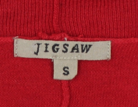 Jigsaw Women Red Size S Silk Cotton Wrap Cardigan Long Sleeve Knit