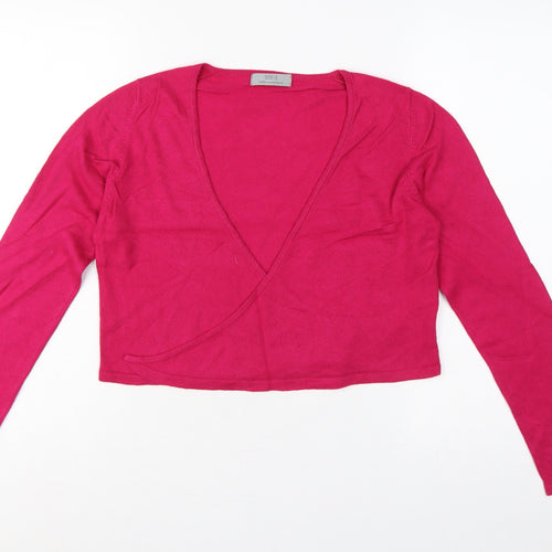 Marks & Spencer Women Pink UK 8 Cashmere Angora Open Shrug Cardigan