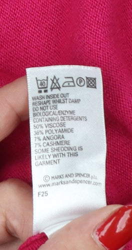 Marks & Spencer Women Pink UK 8 Cashmere Angora Open Shrug Cardigan