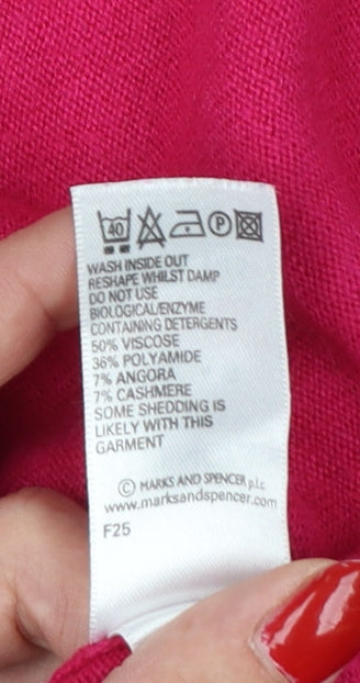 Marks & Spencer Women Pink UK 8 Cashmere Angora Open Shrug Cardigan