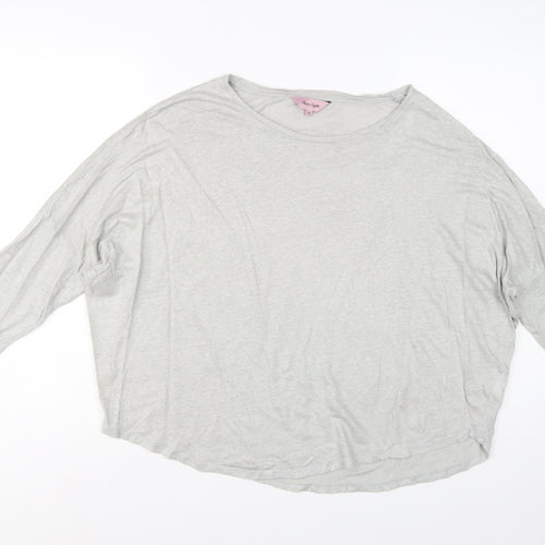 Phase Eight Women Grey Linen Relaxed 3/4 Sleeve Blouse UK 14