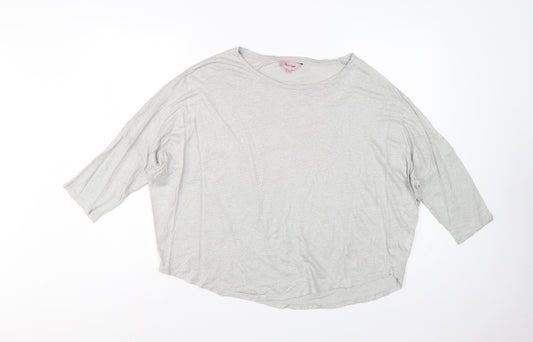 Phase Eight Women Grey Linen Relaxed 3/4 Sleeve Blouse UK 14