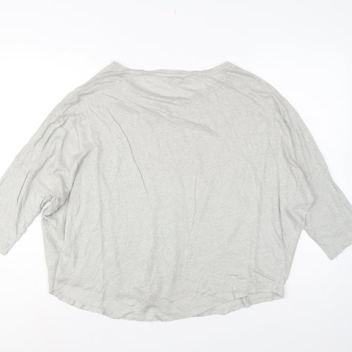 Phase Eight Women Grey Linen Relaxed 3/4 Sleeve Blouse UK 14