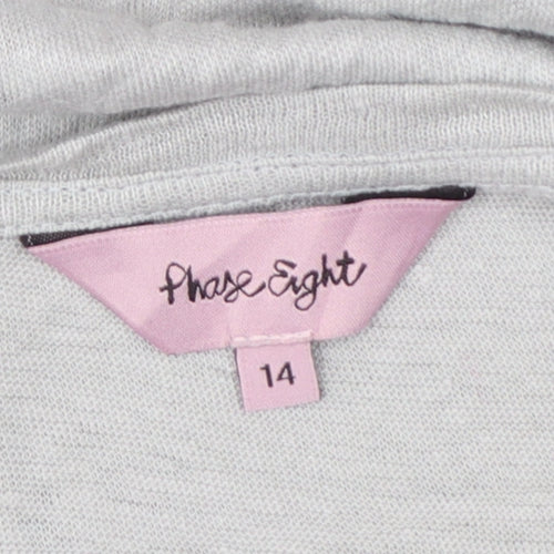 Phase Eight Women Grey Linen Relaxed 3/4 Sleeve Blouse UK 14
