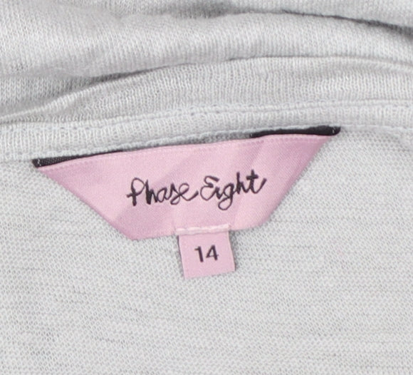 Phase Eight Women Grey Linen Relaxed 3/4 Sleeve Blouse UK 14
