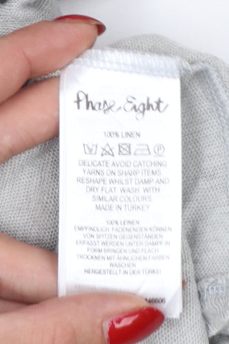 Phase Eight Women Grey Linen Relaxed 3/4 Sleeve Blouse UK 14