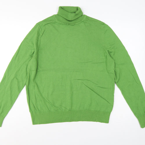 Marks and Spencer Women Green Size 14 Merino Wool Roll Neck Jumper