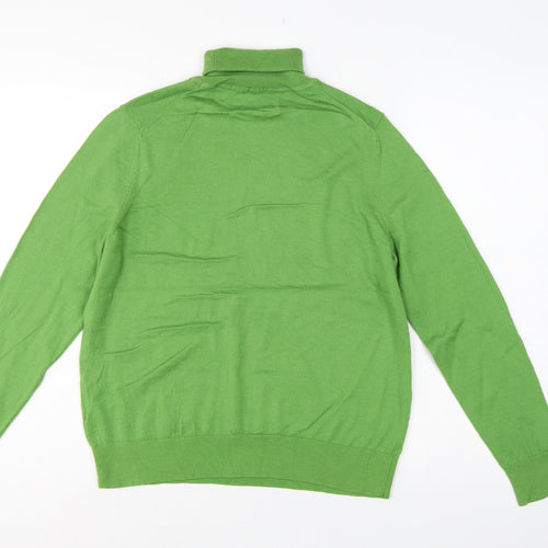 Marks and Spencer Women Green Size 14 Merino Wool Roll Neck Jumper