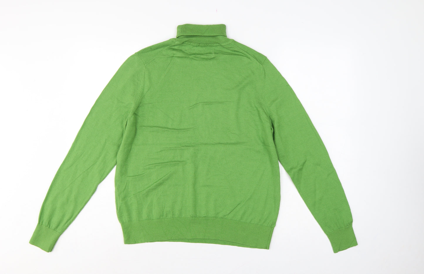 Marks and Spencer Women Green Size 14 Merino Wool Roll Neck Jumper