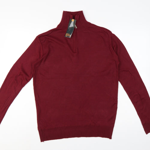 Raphael Valencino Men's Red M 1/4 Zip High Neck Jumper