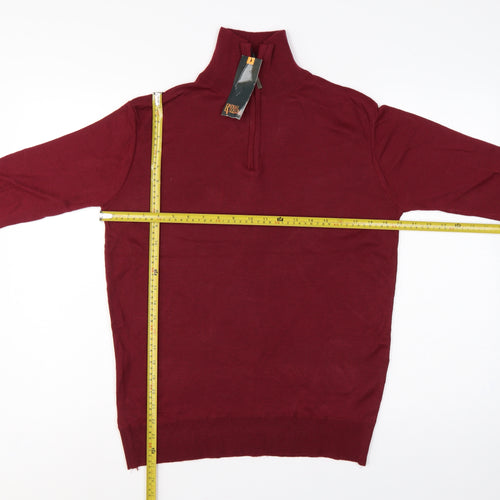 Raphael Valencino Men's Red M 1/4 Zip High Neck Jumper