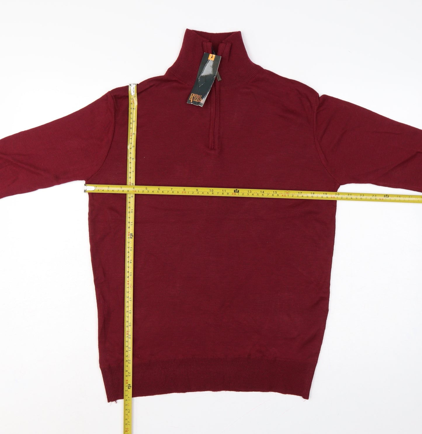 Raphael Valencino Men's Red M 1/4 Zip High Neck Jumper