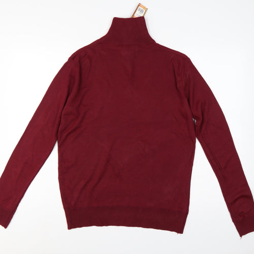 Raphael Valencino Men's Red M 1/4 Zip High Neck Jumper