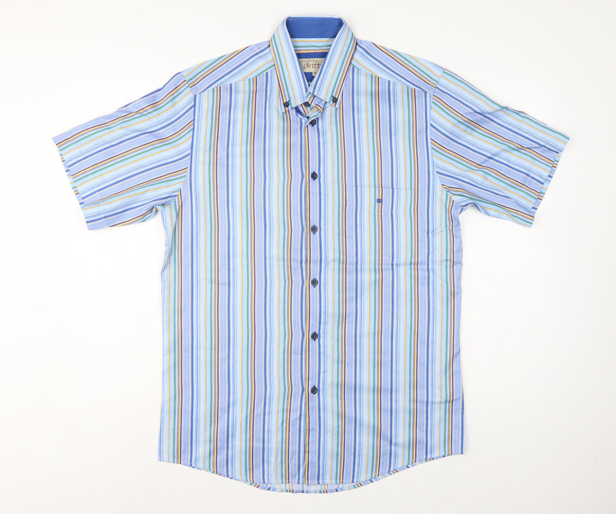 Back view of Daniel Grahame Drifter Men’s Blue Multicoloured Stripe Shirt M