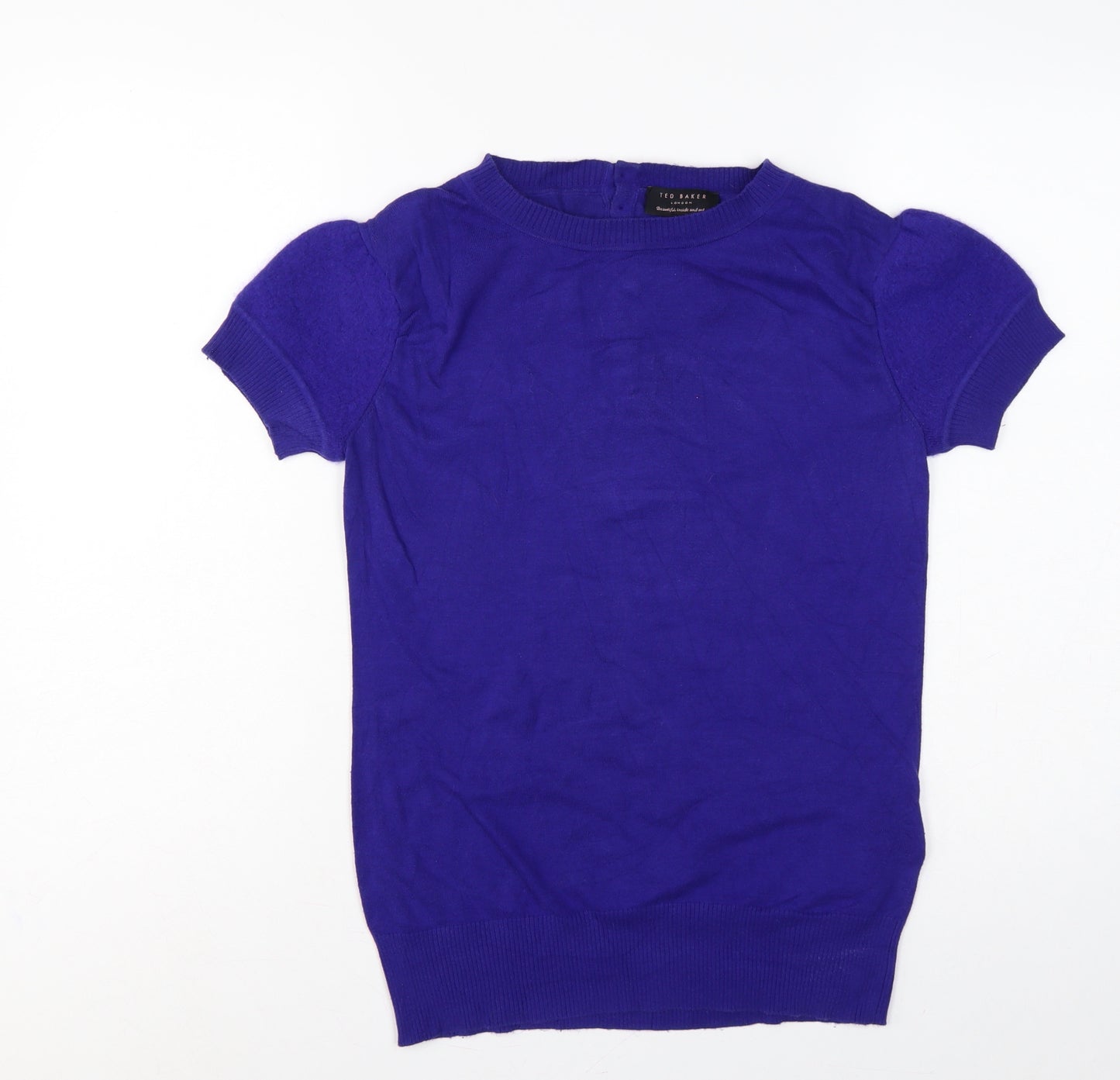 Ted Baker Women Purple UK 10 Short Sleeve Crew Neck Knit Jumper
