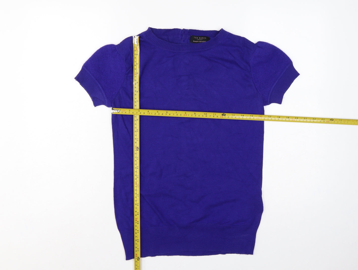 Ted Baker Women Purple UK 10 Short Sleeve Crew Neck Knit Jumper