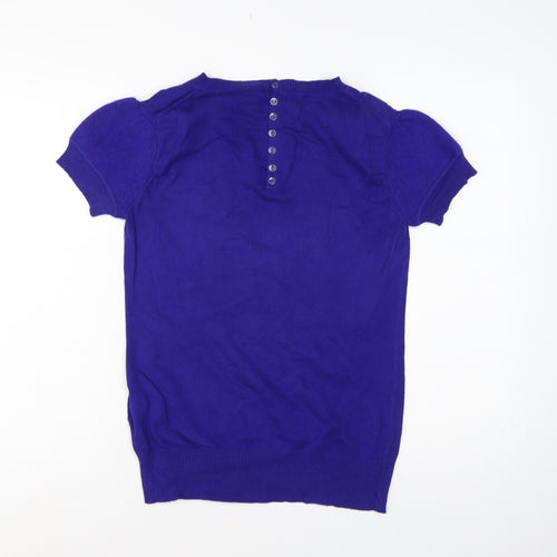Ted Baker Women Purple UK 10 Short Sleeve Crew Neck Knit Jumper