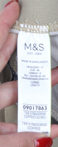 M&S The Mia Women Brown Size 12 Slim Long Straight Tailored Trousers