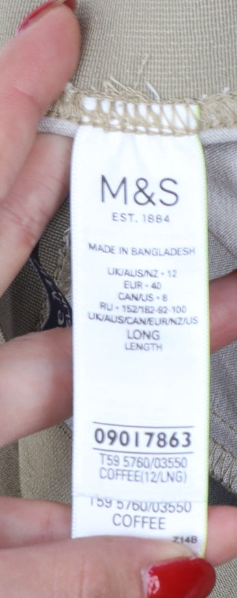 M&S The Mia Women Brown Size 12 Slim Long Straight Tailored Trousers