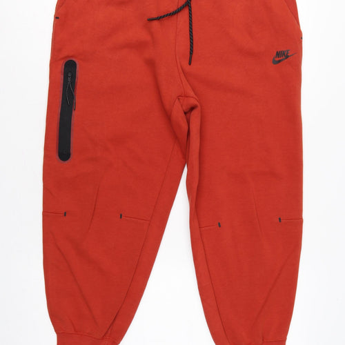 Nike Women’s Orange L Short Tech Fleece Jogger Sweatpants Zip Pocket