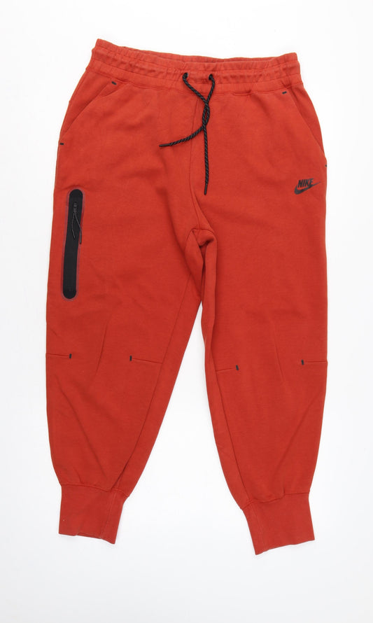 Nike Women’s Orange L Short Tech Fleece Jogger Sweatpants Zip Pocket