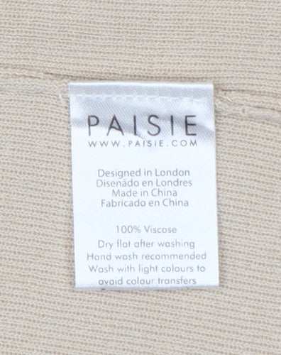 Paisie Women Beige L Open Ruffle Longline Viscose Cardigan