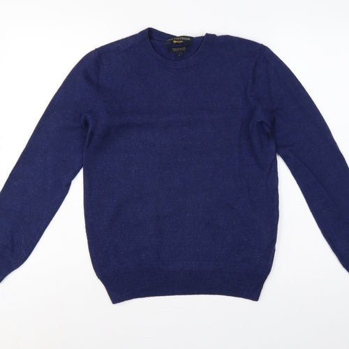 Paul Costelloe Men’s Blue Small Merino Wool Crew Neck Pullover Jumper
