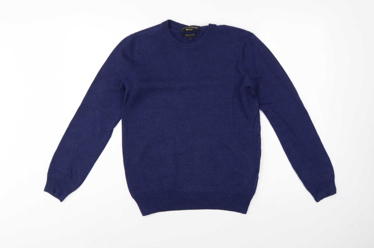Paul Costelloe Men’s Blue Small Merino Wool Crew Neck Pullover Jumper