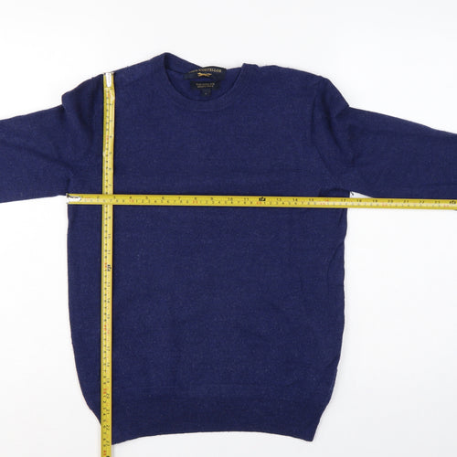 Paul Costelloe Men’s Blue Small Merino Wool Crew Neck Pullover Jumper