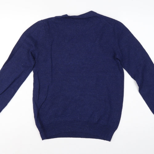 Paul Costelloe Men’s Blue Small Merino Wool Crew Neck Pullover Jumper