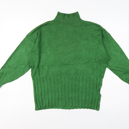 Marks and Spencer Women Green UK 14 High Neck Rib Knit Jumper