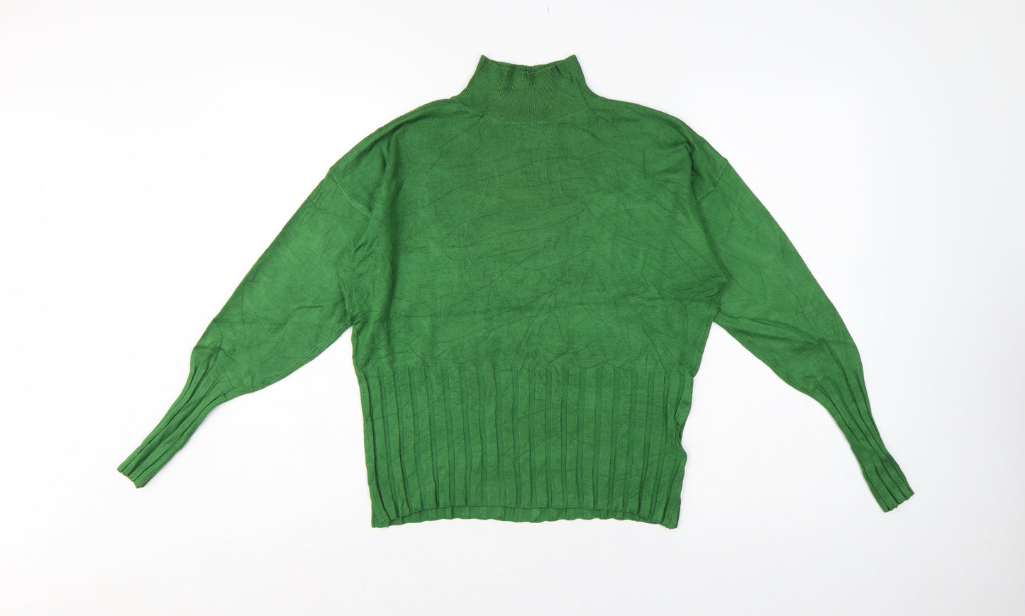 Marks and Spencer Women Green UK 14 High Neck Rib Knit Jumper