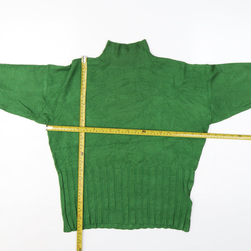 Marks and Spencer Women Green UK 14 High Neck Rib Knit Jumper