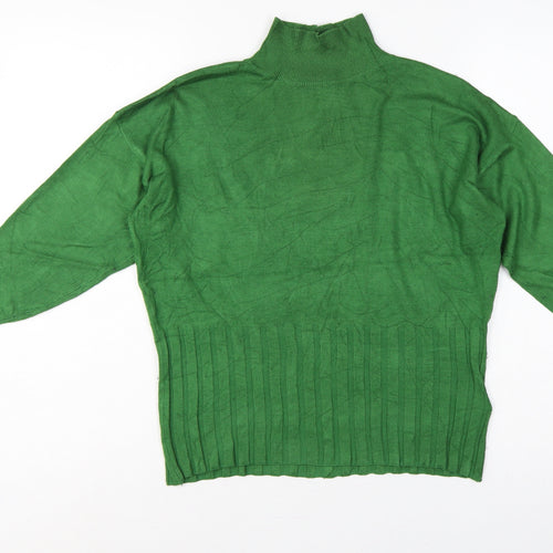 Marks and Spencer Women Green UK 14 High Neck Rib Knit Jumper