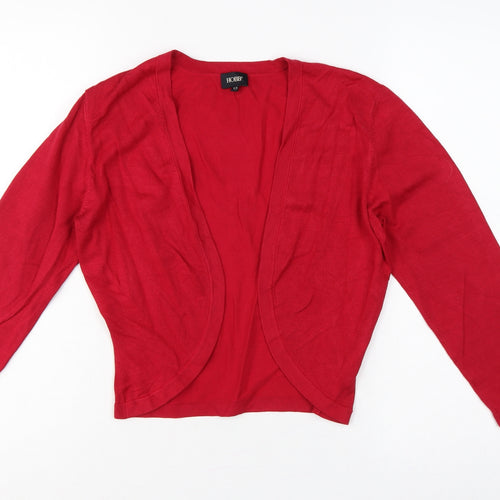 Hobbs Women Red UK 12 Silk Blend Wrap Style Open Knit Cardigan