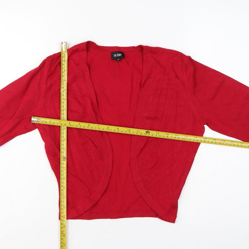 Hobbs Women Red UK 12 Silk Blend Wrap Style Open Knit Cardigan