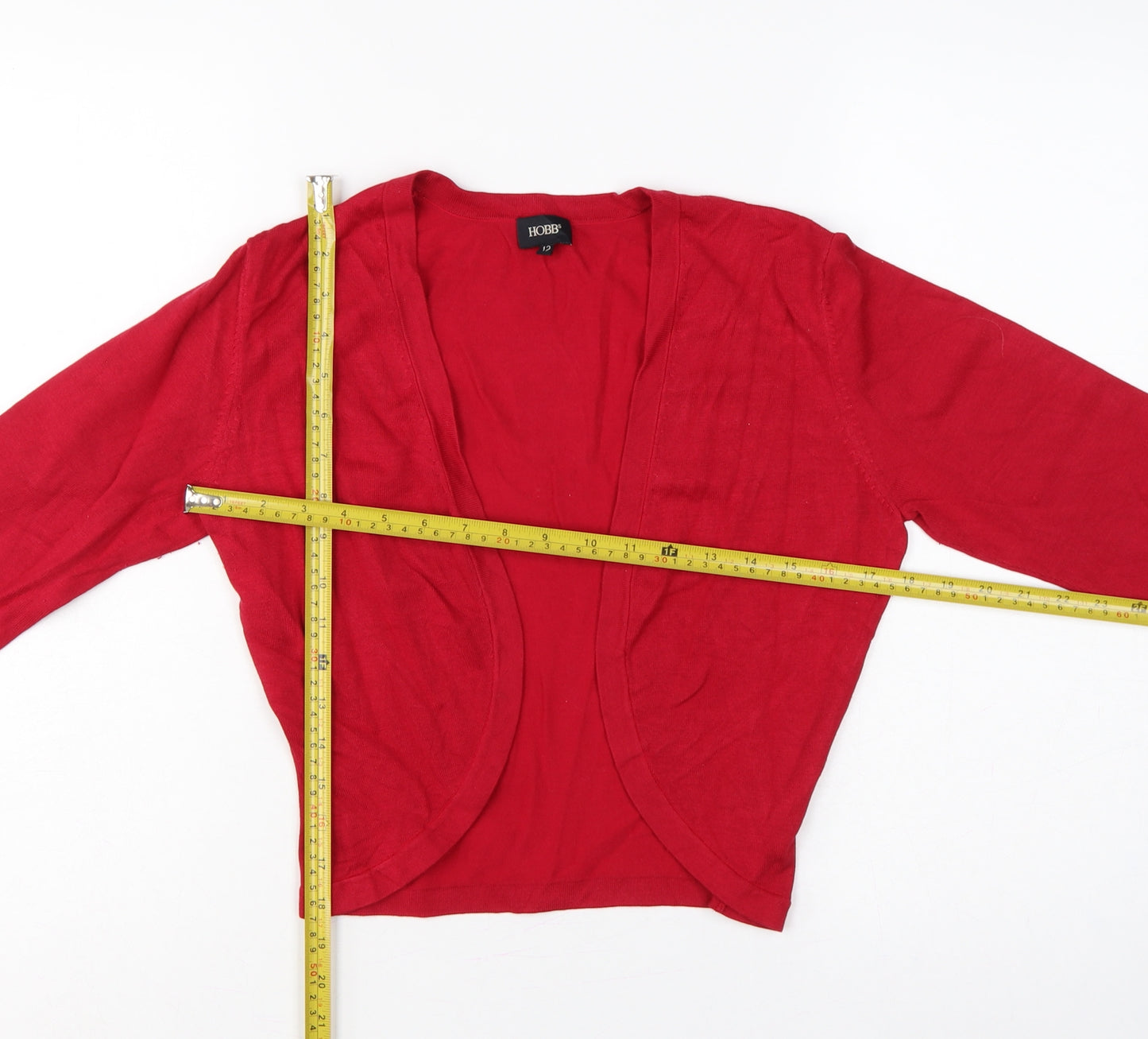 Hobbs Women Red UK 12 Silk Blend Wrap Style Open Knit Cardigan