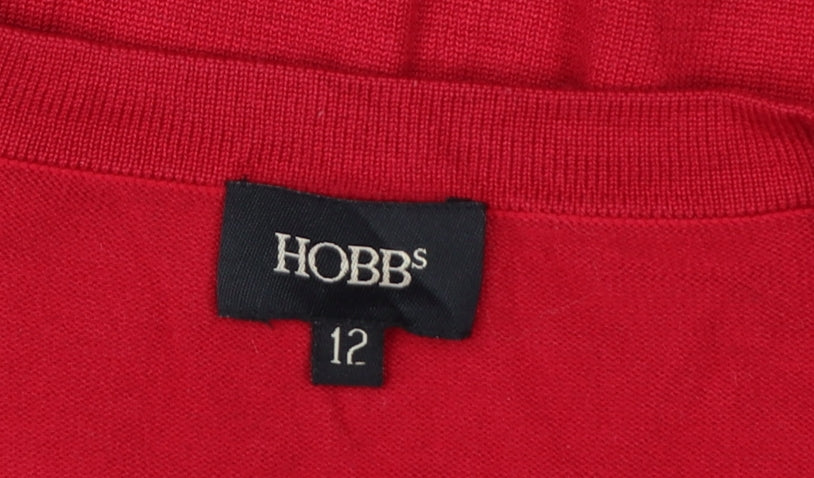 Hobbs Women Red UK 12 Silk Blend Wrap Style Open Knit Cardigan