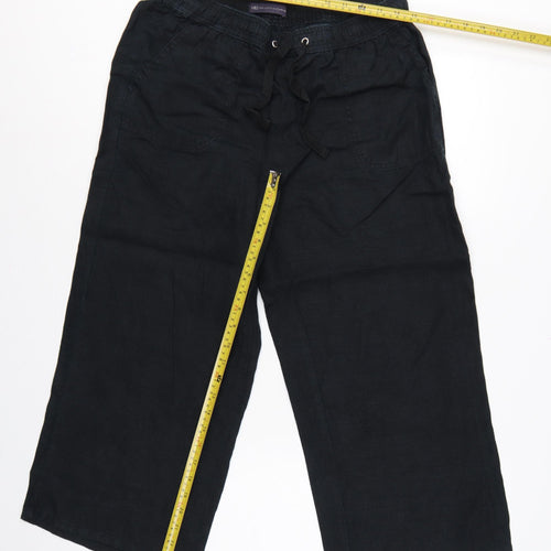 Marks and Spencer Women’s Black UK 12 Linen Cropped Wide-Leg Trousers