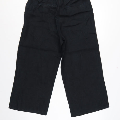 Marks and Spencer Women’s Black UK 12 Linen Cropped Wide-Leg Trousers