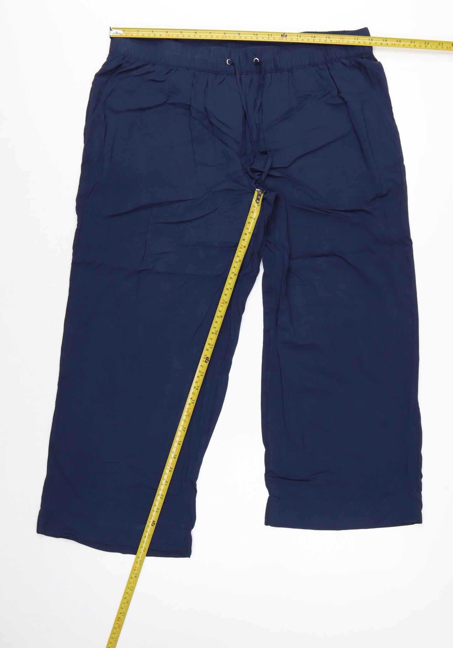 bpc selection Women Blue UK 20 Cropped Wide Leg Drawstring Trousers